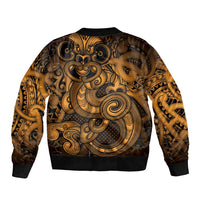 Aotearoa Maori Hei Tiki Bomber Jacket Koura Kowhaiwhai Puhoro Motif