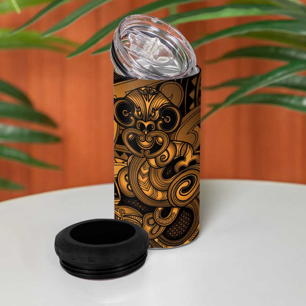 Aotearoa Maori Hei Tiki 4 in 1 Can Cooler Tumbler Koura Kowhaiwhai Puhoro Motif