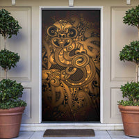 Aotearoa Maori Hei Tiki Door Cover Koura Kowhaiwhai Puhoro Motif LT9 Gold - Polynesian Pride