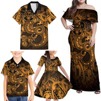 Aotearoa Maori Hei Tiki Family Matching Off Shoulder Maxi Dress and Hawaiian Shirt Koura Kowhaiwhai Puhoro Motif LT9 - Polynesian Pride