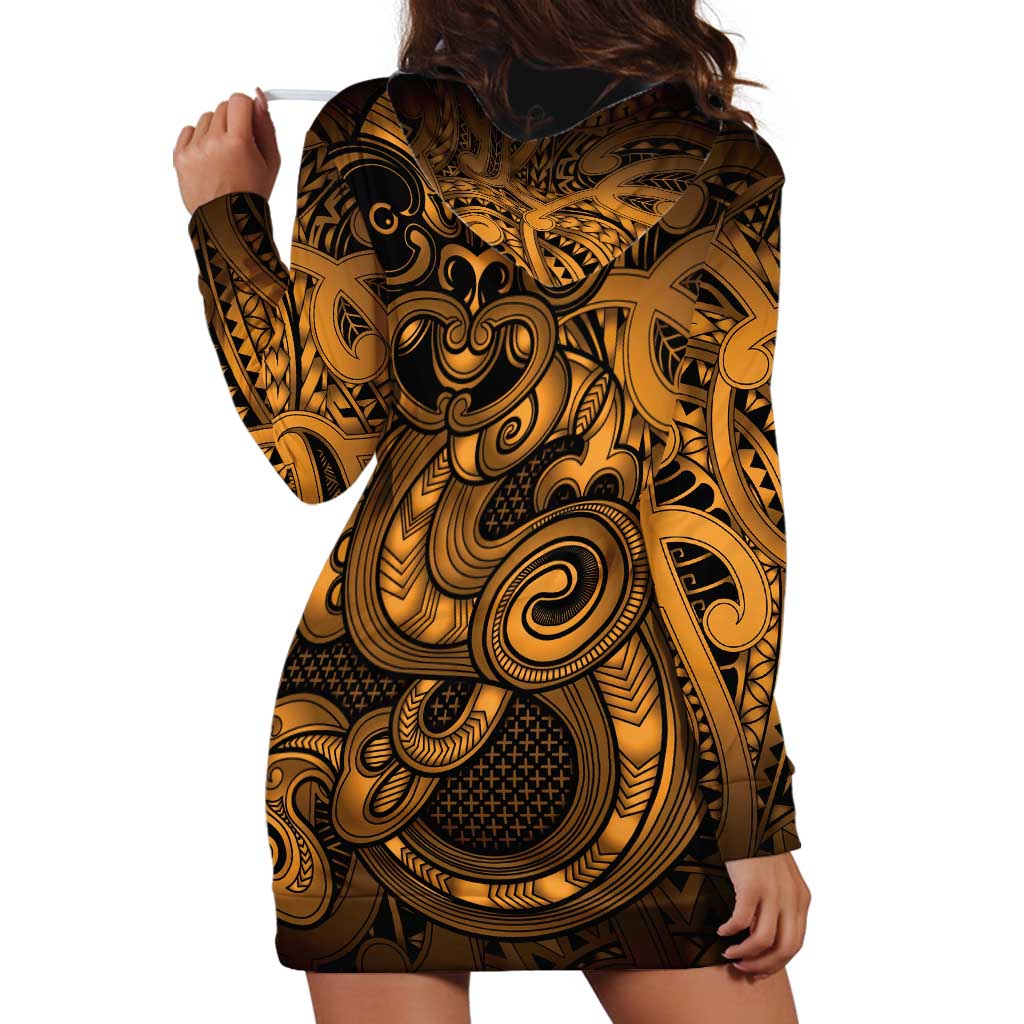 Aotearoa Maori Hei Tiki Hoodie Dress Koura Kowhaiwhai Puhoro Motif LT9 - Polynesian Pride