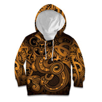 Aotearoa Maori Hei Tiki Kid Hoodie Koura Kowhaiwhai Puhoro Motif LT9 Hoodie Gold - Polynesian Pride