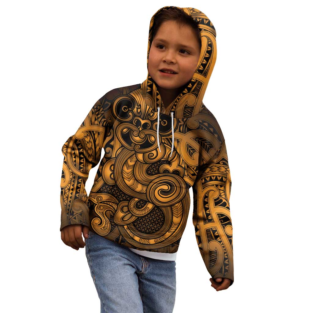Aotearoa Maori Hei Tiki Kid Hoodie Koura Kowhaiwhai Puhoro Motif LT9 - Polynesian Pride