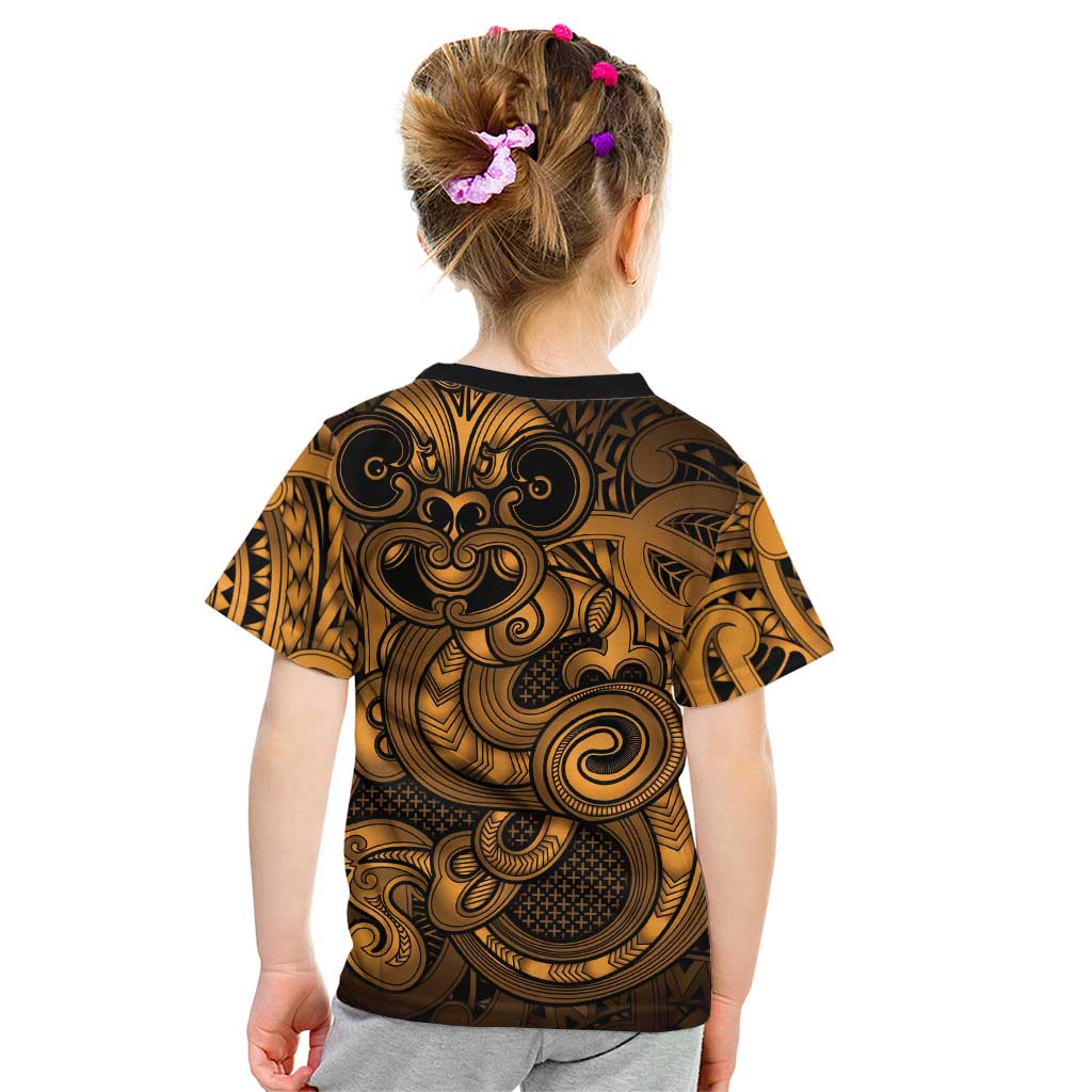 Aotearoa Maori Hei Tiki Kid T Shirt Koura Kowhaiwhai Puhoro Motif LT9 - Polynesian Pride