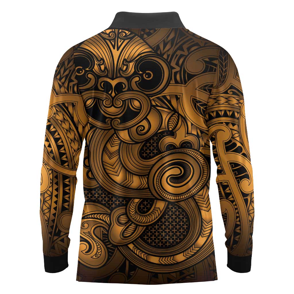 Aotearoa Maori Hei Tiki Long Sleeve Polo Shirt Koura Kowhaiwhai Puhoro Motif