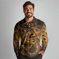 Aotearoa Maori Hei Tiki Long Sleeve Polo Shirt Koura Kowhaiwhai Puhoro Motif