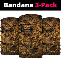 Aotearoa Maori Hei Tiki Neck Gaiter Koura Kowhaiwhai Puhoro Motif LT9 package One Size: 25*50cm Gold - Polynesian Pride