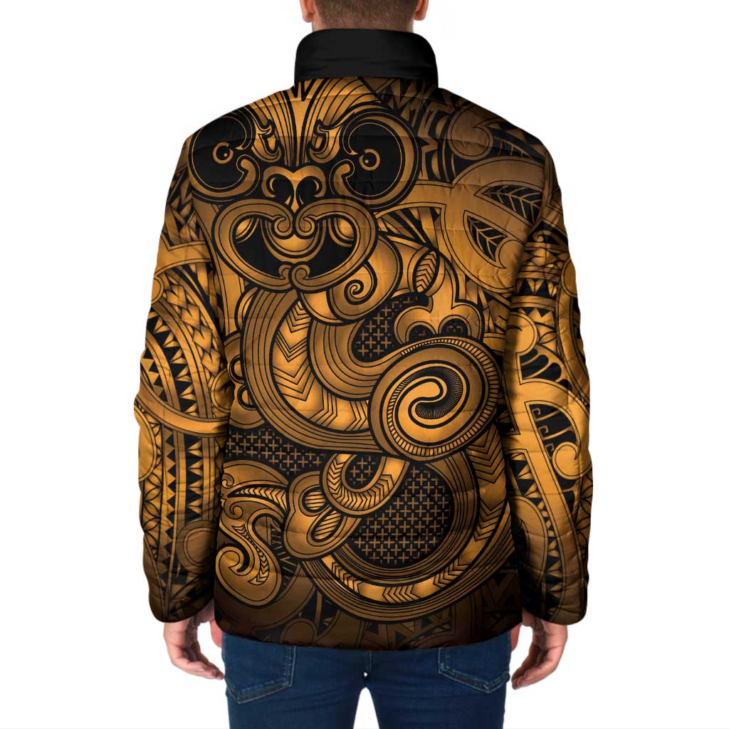 Aotearoa Maori Hei Tiki Padded Jacket Koura Kowhaiwhai Puhoro Motif