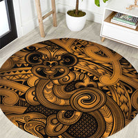Aotearoa Maori Hei Tiki Round Carpet Koura Kowhaiwhai Puhoro Motif LT9 Gold - Polynesian Pride