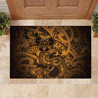 Aotearoa Maori Hei Tiki Rubber Doormat Koura Kowhaiwhai Puhoro Motif LT9 Gold - Polynesian Pride