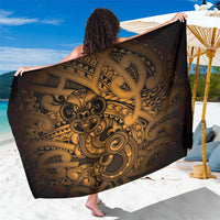 Aotearoa Maori Hei Tiki Sarong Koura Kowhaiwhai Puhoro Motif LT9 One Size 44 x 66 inches Gold - Polynesian Pride
