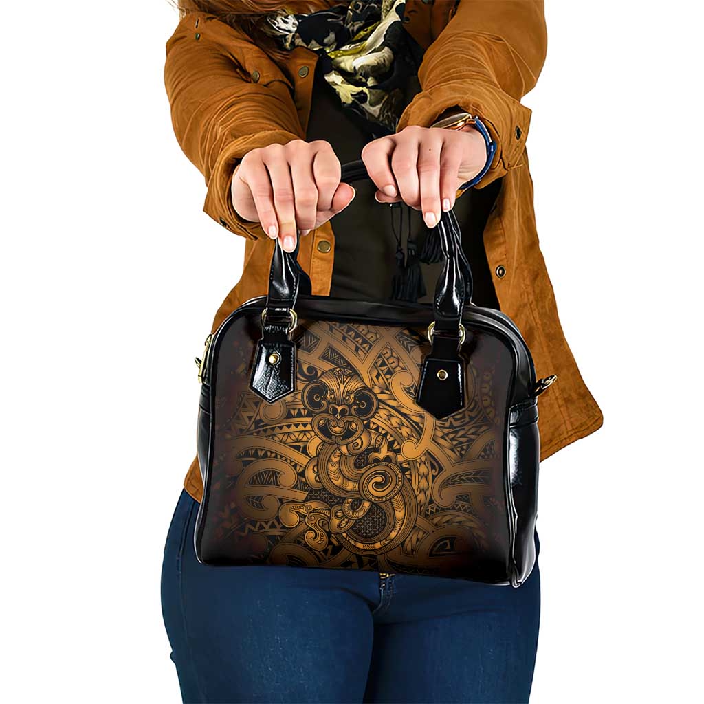 Aotearoa Maori Hei Tiki Shoulder Handbag Koura Kowhaiwhai Puhoro Motif