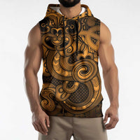 Aotearoa Maori Hei Tiki Sleeveless Hoodie Koura Kowhaiwhai Puhoro Motif