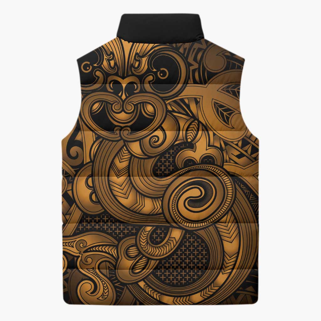 Aotearoa Maori Hei Tiki Sleeveless Puffer Jacket Koura Kowhaiwhai Puhoro Motif LT9 - Polynesian Pride