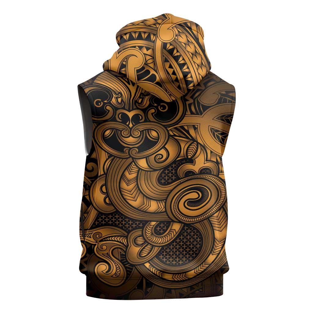 Aotearoa Maori Hei Tiki Sleeveless Zip Hoodie Koura Kowhaiwhai Puhoro Motif