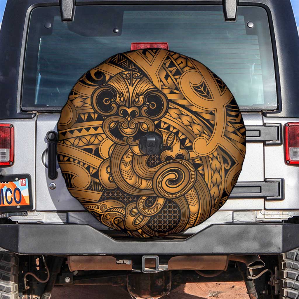 Aotearoa Maori Hei Tiki Spare Tire Cover Koura Kowhaiwhai Puhoro Motif LT9 Gold - Polynesian Pride