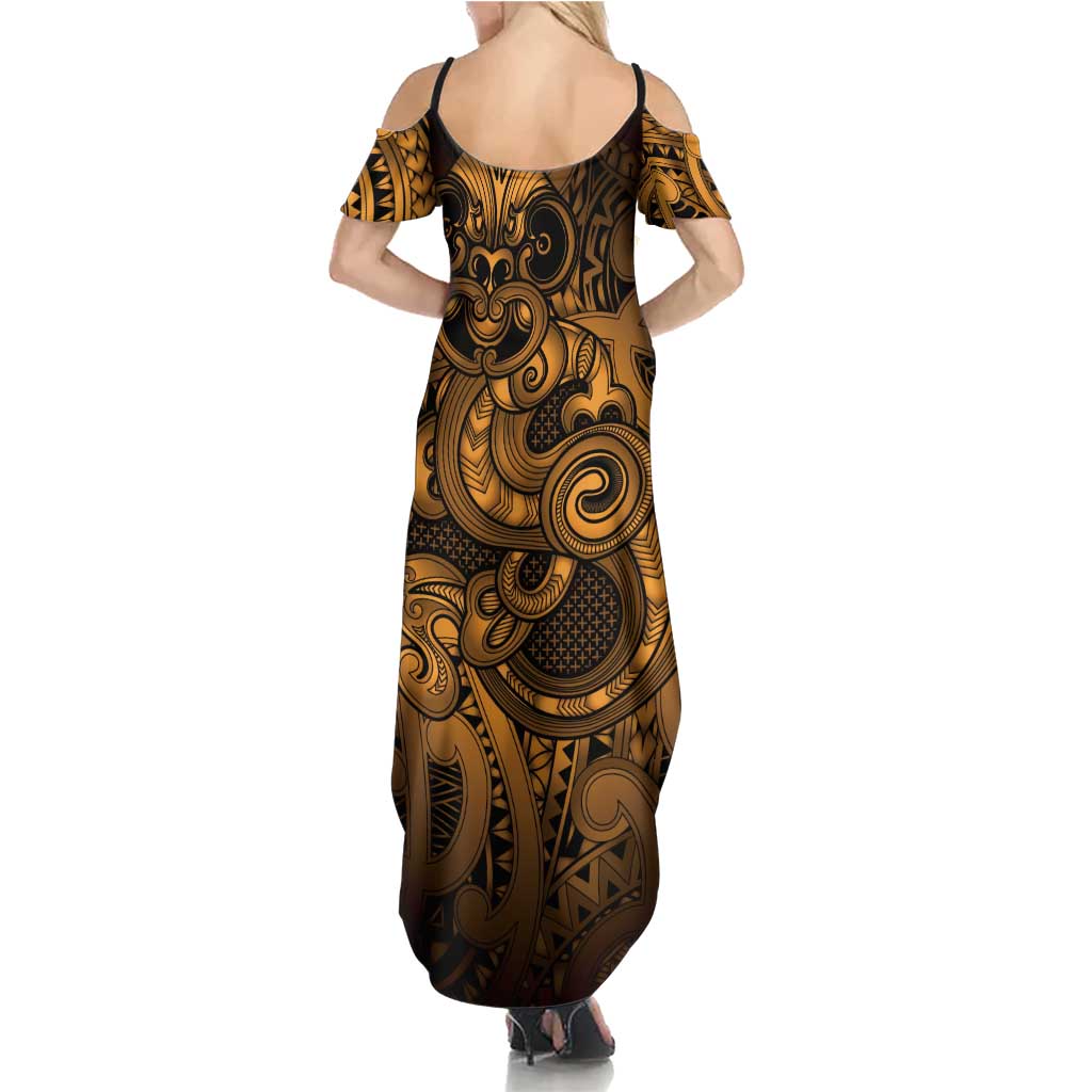 Aotearoa Maori Hei Tiki Summer Maxi Dress Koura Kowhaiwhai Puhoro Motif