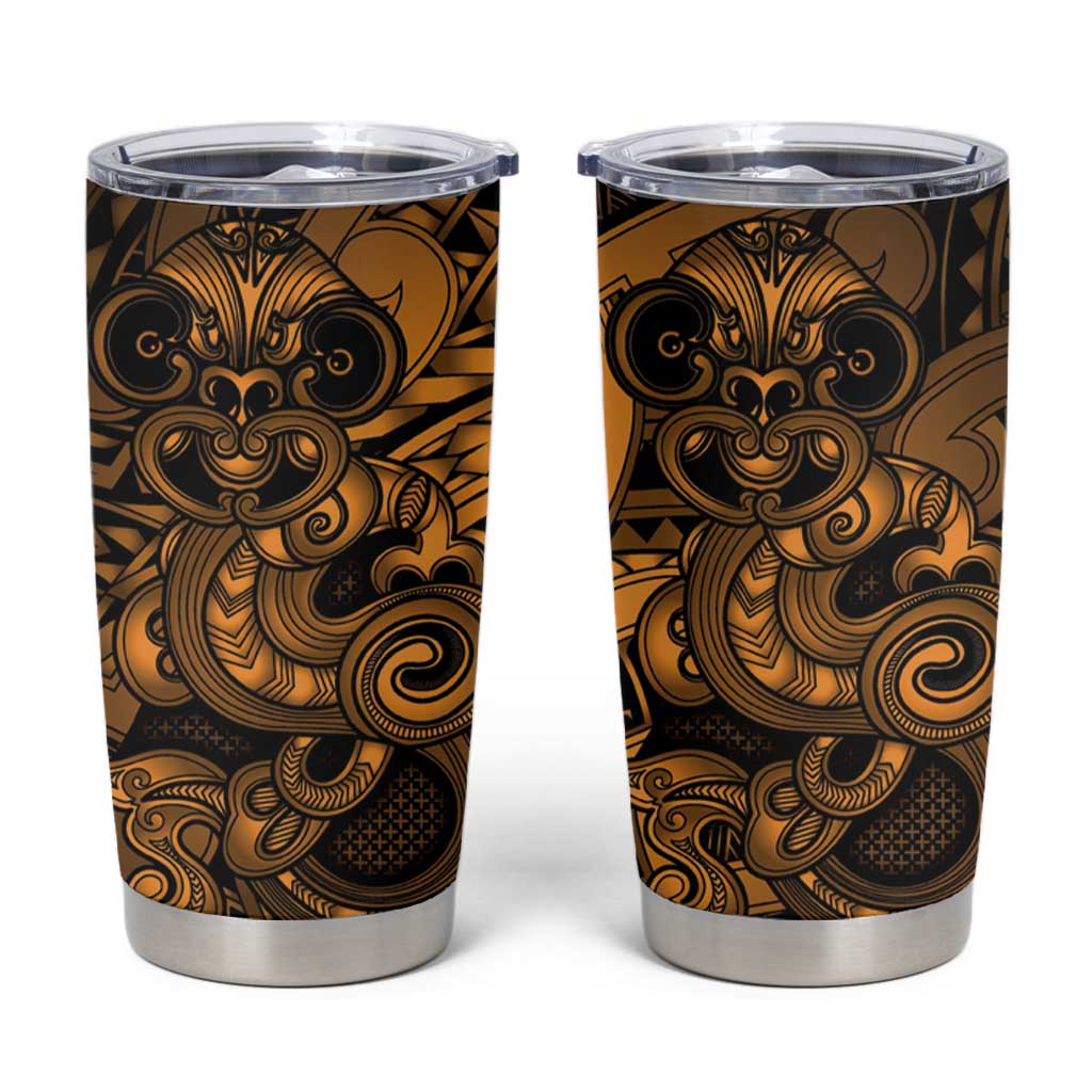 Aotearoa Maori Hei Tiki Tumbler Cup Koura Kowhaiwhai Puhoro Motif LT9 Gold - Polynesian Pride