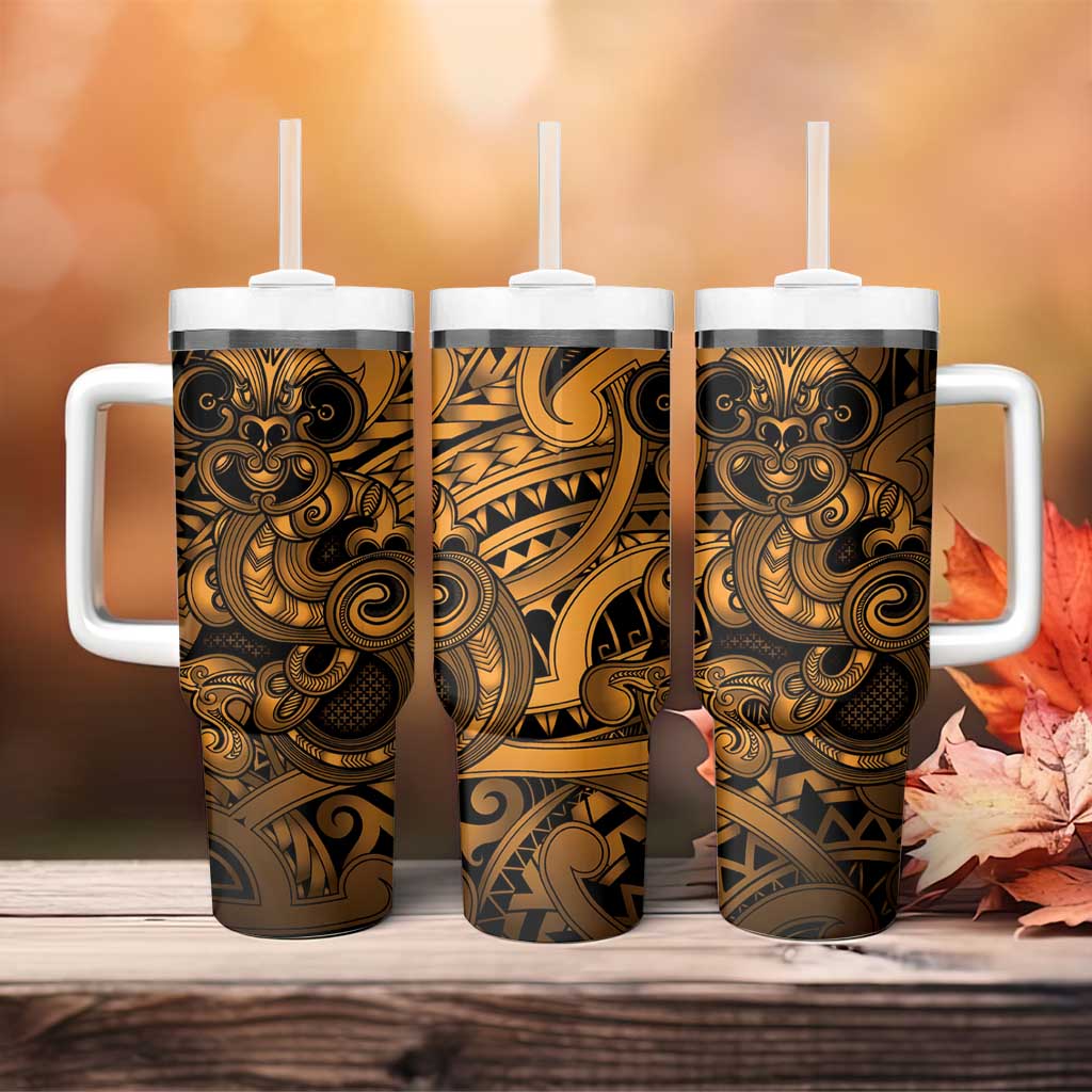 Aotearoa Maori Hei Tiki Tumbler With Handle Koura Kowhaiwhai Puhoro Motif LT9 - Polynesian Pride