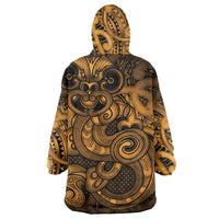 Aotearoa Maori Hei Tiki Wearable Blanket Hoodie Koura Kowhaiwhai Puhoro Motif