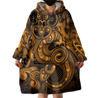 Aotearoa Maori Hei Tiki Wearable Blanket Hoodie Koura Kowhaiwhai Puhoro Motif