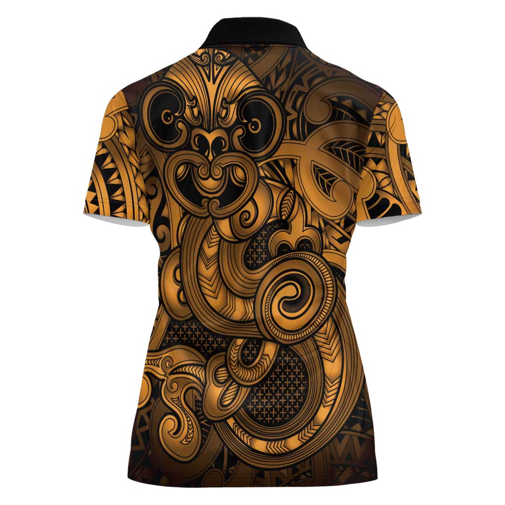 Aotearoa Maori Hei Tiki Women Polo Shirt Koura Kowhaiwhai Puhoro Motif