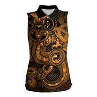 Aotearoa Maori Hei Tiki Women Sleeveless Polo Shirt Koura Kowhaiwhai Puhoro Motif