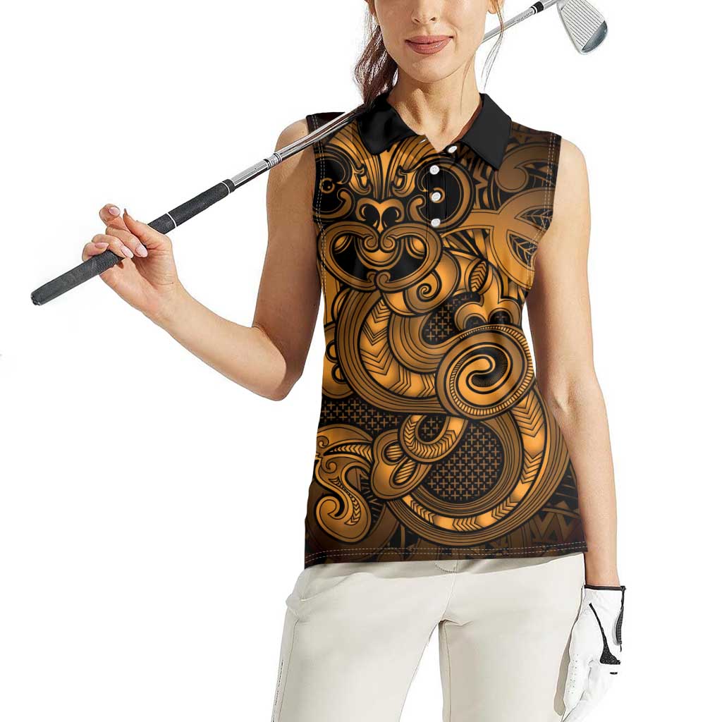 Aotearoa Maori Hei Tiki Women Sleeveless Polo Shirt Koura Kowhaiwhai Puhoro Motif