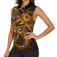Aotearoa Maori Hei Tiki Women Sleeveless Polo Shirt Koura Kowhaiwhai Puhoro Motif