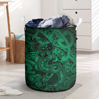 Aotearoa Maori Hei Tiki Laundry Basket Kakariki Kowhaiwhai Puhoro Motif LT9 Green - Polynesian Pride
