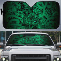 Aotearoa Maori Hei Tiki Auto Sun Shade Kakariki Kowhaiwhai Puhoro Motif LT9 Green - Polynesian Pride
