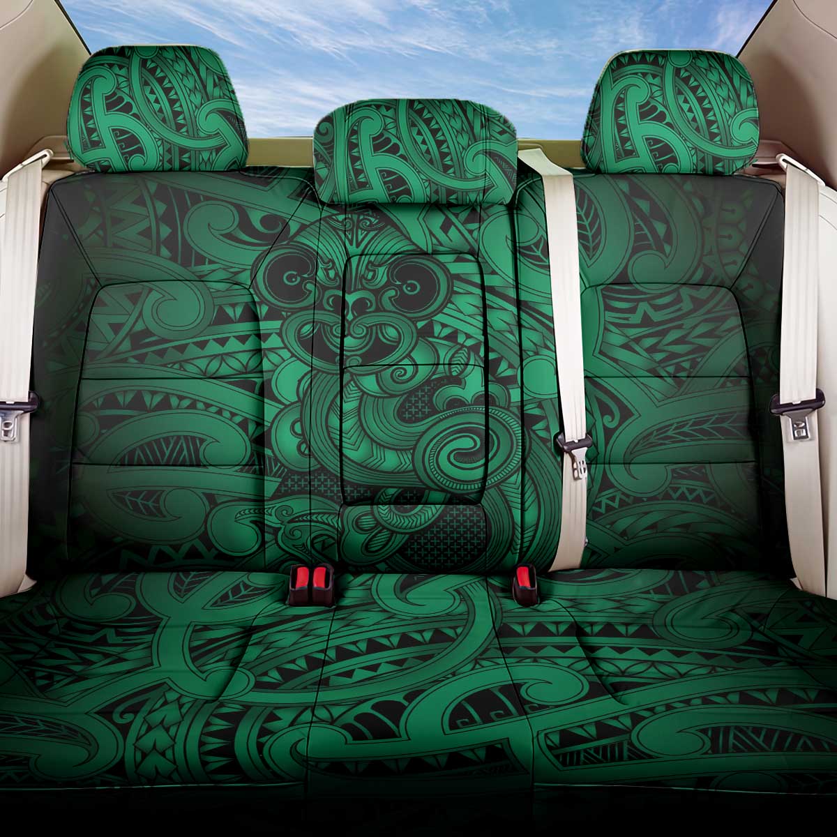 Aotearoa Maori Hei Tiki Back Car Seat Cover Kakariki Kowhaiwhai Puhoro Motif
