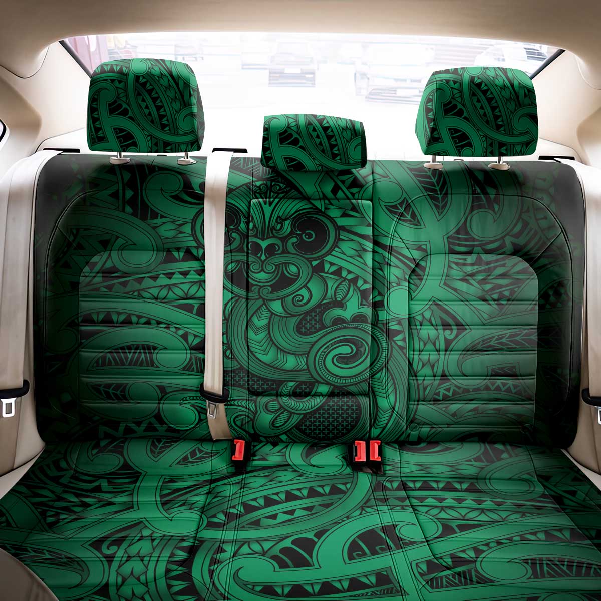 Aotearoa Maori Hei Tiki Back Car Seat Cover Kakariki Kowhaiwhai Puhoro Motif