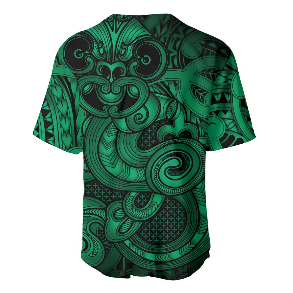 Aotearoa Maori Hei Tiki Baseball Jersey Kakariki Kowhaiwhai Puhoro Motif LT9 - Polynesian Pride