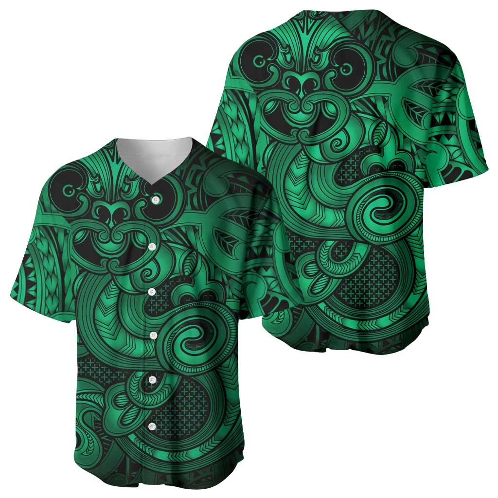 Aotearoa Maori Hei Tiki Baseball Jersey Kakariki Kowhaiwhai Puhoro Motif LT9 - Polynesian Pride