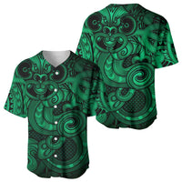 Aotearoa Maori Hei Tiki Baseball Jersey Kakariki Kowhaiwhai Puhoro Motif LT9 - Polynesian Pride