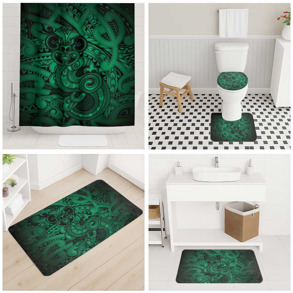Aotearoa Maori Hei Tiki Bathroom Set Kakariki Kowhaiwhai Puhoro Motif