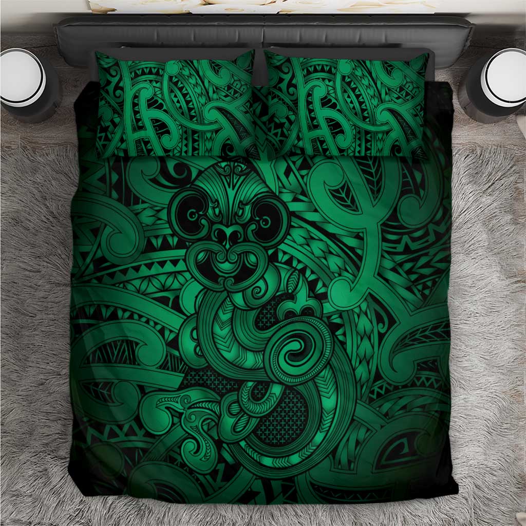 Aotearoa Maori Hei Tiki Bedding Set Kakariki Kowhaiwhai Puhoro Motif