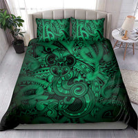 Aotearoa Maori Hei Tiki Bedding Set Kakariki Kowhaiwhai Puhoro Motif