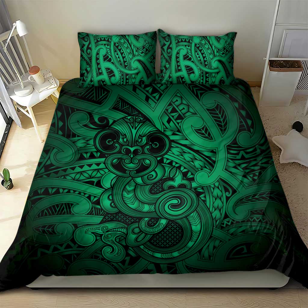 Aotearoa Maori Hei Tiki Bedding Set Kakariki Kowhaiwhai Puhoro Motif