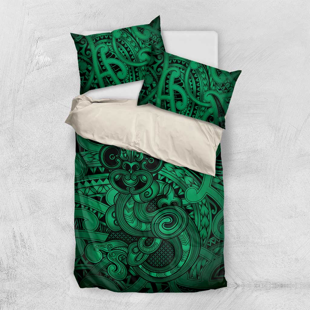 Aotearoa Maori Hei Tiki Bedding Set Kakariki Kowhaiwhai Puhoro Motif