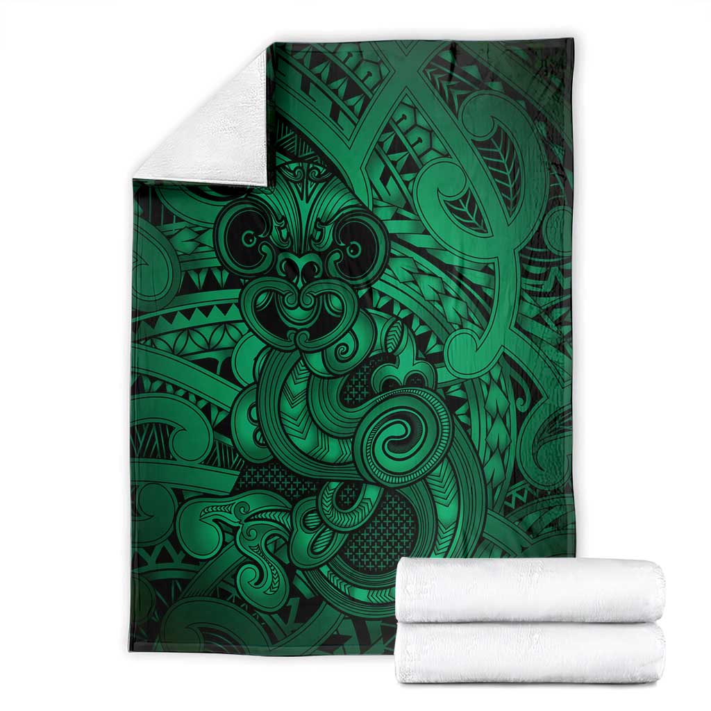 Aotearoa Maori Hei Tiki Blanket Kakariki Kowhaiwhai Puhoro Motif