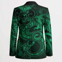 Aotearoa Maori Hei Tiki Blazer Kakariki Kowhaiwhai Puhoro Motif