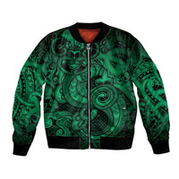 Aotearoa Maori Hei Tiki Bomber Jacket Kakariki Kowhaiwhai Puhoro Motif