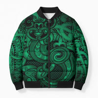 Aotearoa Maori Hei Tiki Bomber Puffer Jacket Kakariki Kowhaiwhai Puhoro Motif