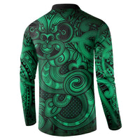 Aotearoa Maori Hei Tiki Button Sweatshirt Kakariki Kowhaiwhai Puhoro Motif