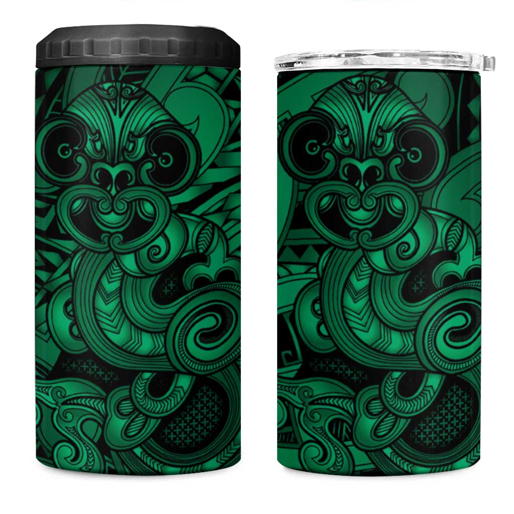 Aotearoa Maori Hei Tiki 4 in 1 Can Cooler Tumbler Kakariki Kowhaiwhai Puhoro Motif