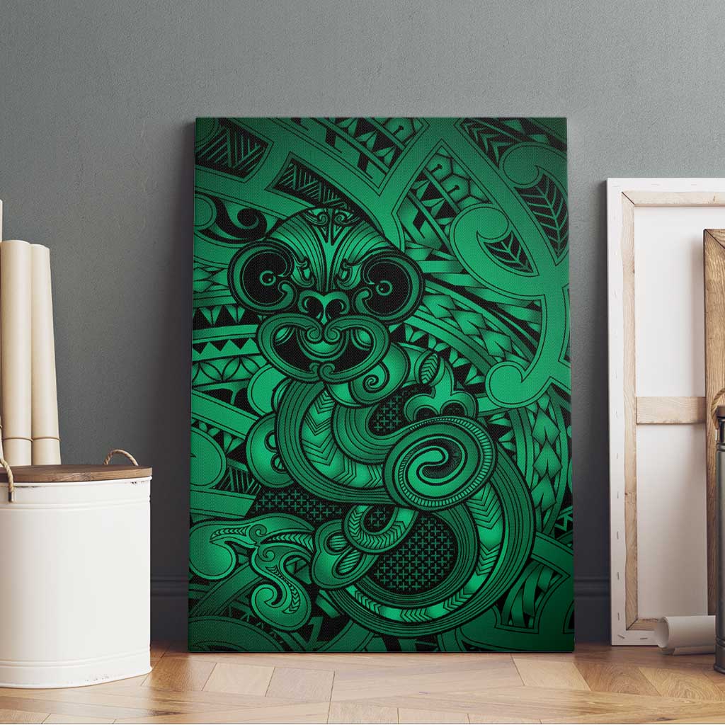 Aotearoa Maori Hei Tiki Canvas Wall Art Kakariki Kowhaiwhai Puhoro Motif