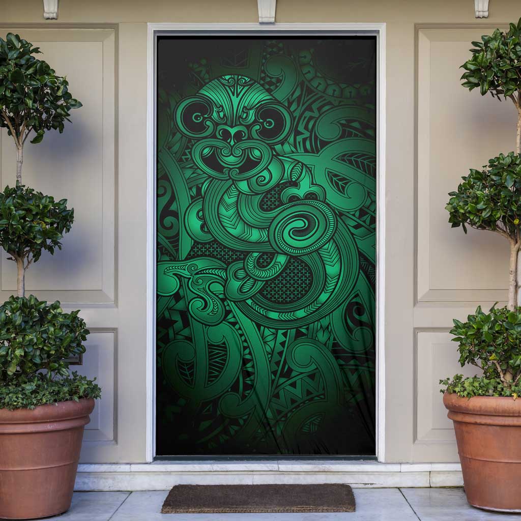 Aotearoa Maori Hei Tiki Door Cover Kakariki Kowhaiwhai Puhoro Motif