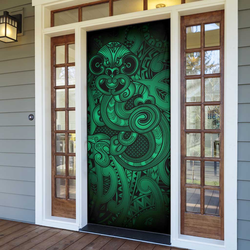 Aotearoa Maori Hei Tiki Door Cover Kakariki Kowhaiwhai Puhoro Motif